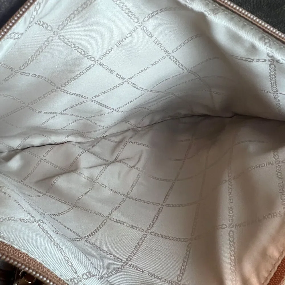Michael Kors Jet Set Medium Pocket Tote Bag in Brown & Dust Cover Designer Tote